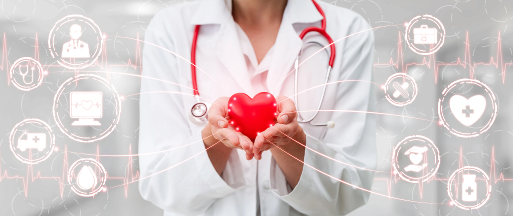 Cardiac Care - Doctor with Medical Healthcare Graphic in Hospital